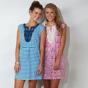 Mud Pie Pink and White Knit Dress with pockets